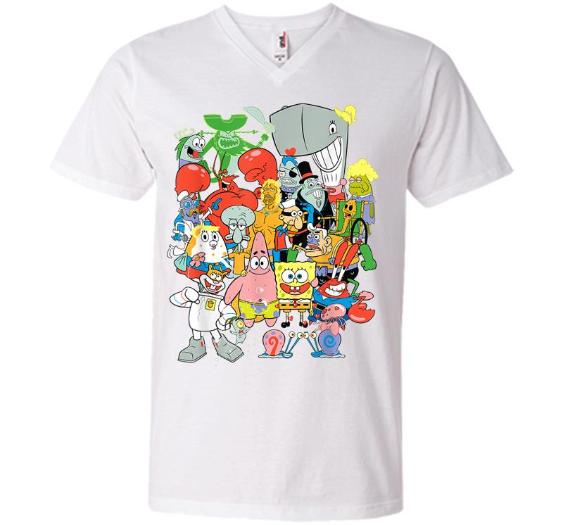 Inktee Store - Spongebob Squarepants Cast Of Characters V-Neck T-Shirt Image