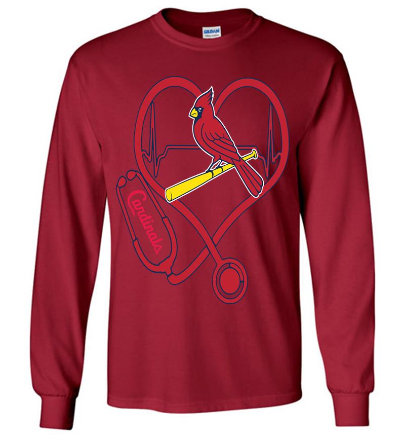 Inktee Store - St Louis Cardinals Nurse Heartbeat Long Sleeve T-Shirt Image