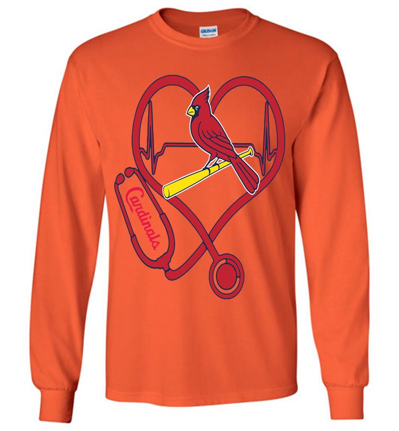 Inktee Store - St Louis Cardinals Nurse Heartbeat Long Sleeve T-Shirt Image
