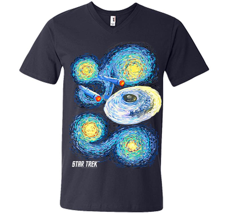 Inktee Store - Star Trek Original Series Starry Night Paint V-Neck T-Shirt Image