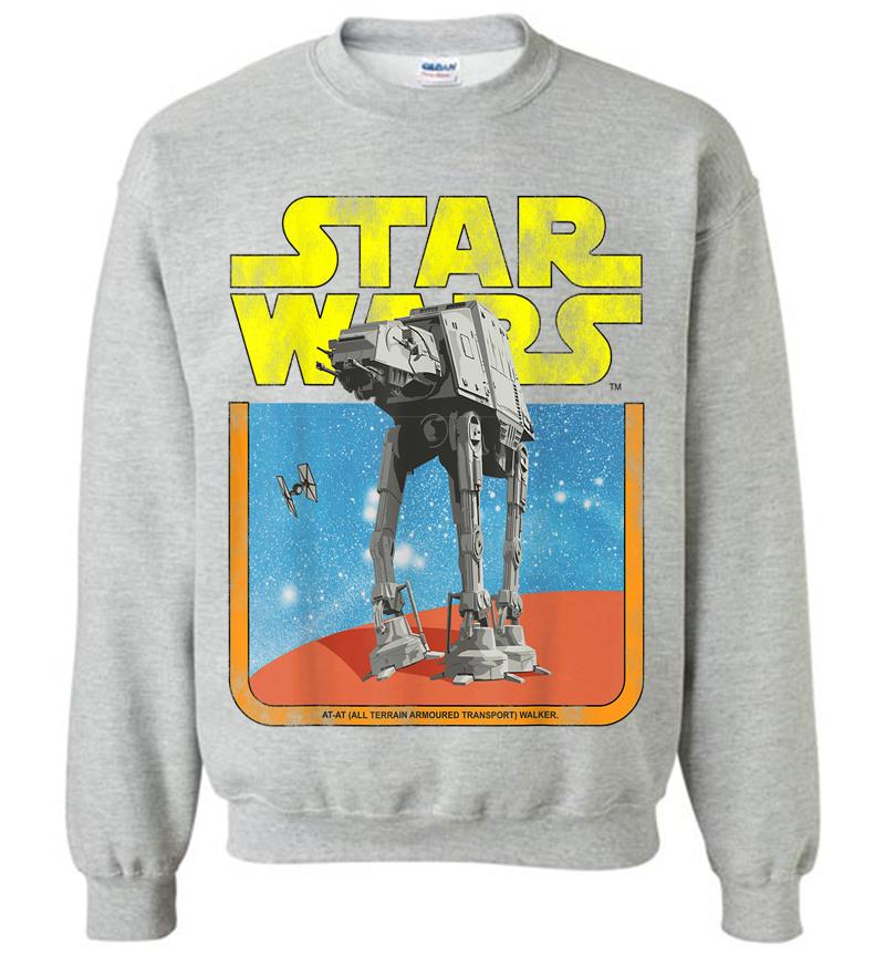 Inktee Store - Star Wars At-At Walker Tie Fighter Distressed Retro Sweatshirt Image