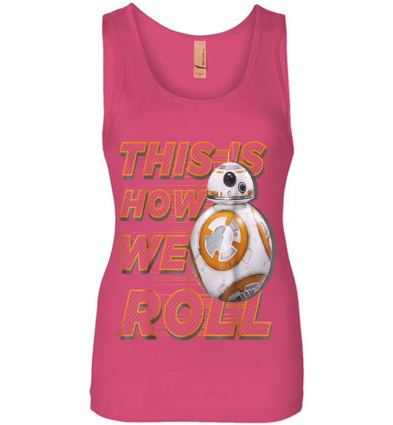 Inktee Store - Star Wars Bb-8 How We Roll Graphic Womens Jersey Tank Top Image
