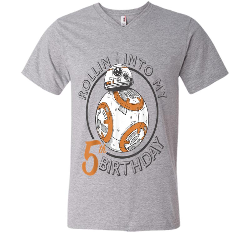 Inktee Store - Star Wars Bb-8 Rollin Into My 5Th Birthday Portrait V-Neck T-Shirt Image