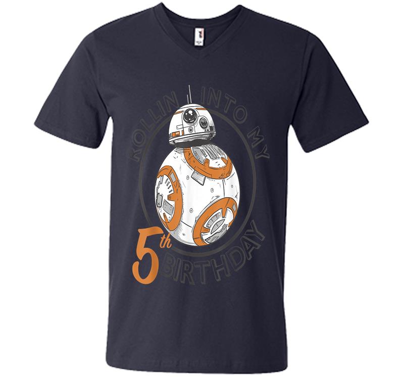 Inktee Store - Star Wars Bb-8 Rollin Into My 5Th Birthday Portrait V-Neck T-Shirt Image