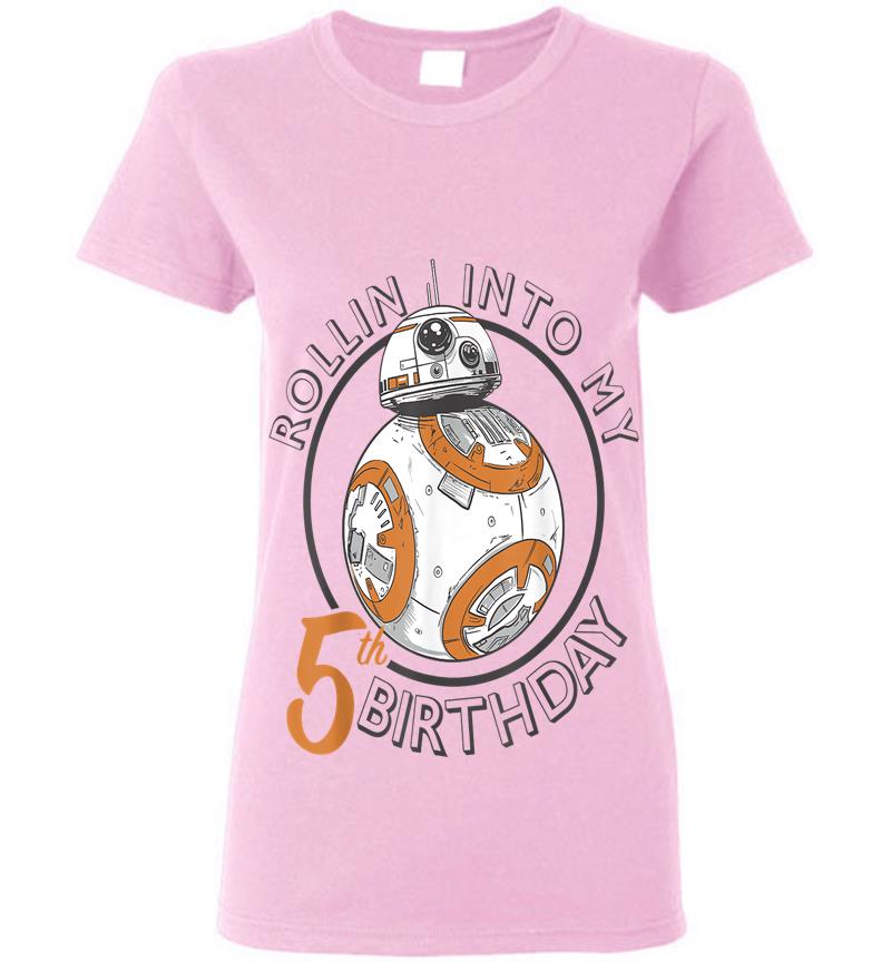 Inktee Store - Star Wars Bb-8 Rollin Into My 5Th Birthday Portrait Womens T-Shirt Image