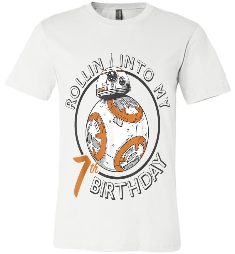 Inktee Store - Star Wars Bb-8 Rollin Into My 7Th Birthday Portrait Premium T-Shirt Image