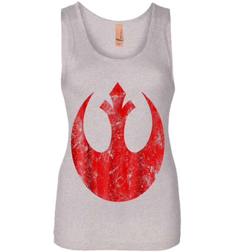 Inktee Store - Star Wars Big Red Rebel Distressed Logo Graphic Womens Jersey Tank Top Image