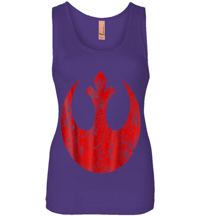 Inktee Store - Star Wars Big Red Rebel Distressed Logo Graphic Womens Jersey Tank Top Image