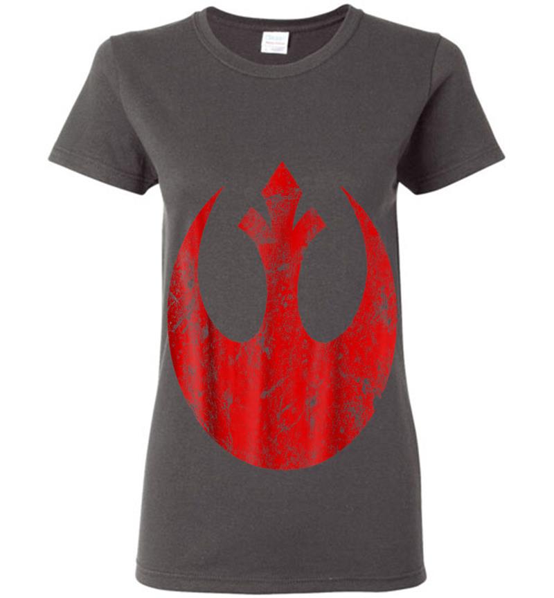 Inktee Store - Star Wars Big Red Rebel Distressed Logo Graphic Womens T-Shirt Image