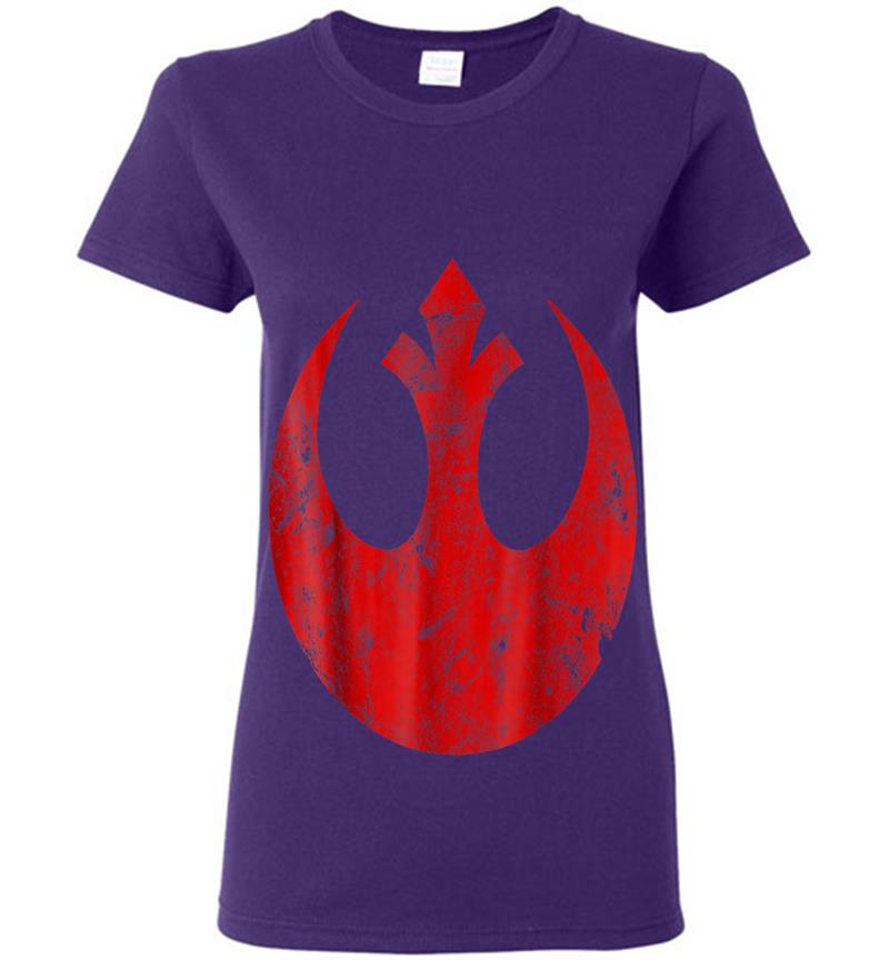 Inktee Store - Star Wars Big Red Rebel Distressed Logo Graphic Womens T-Shirt Image
