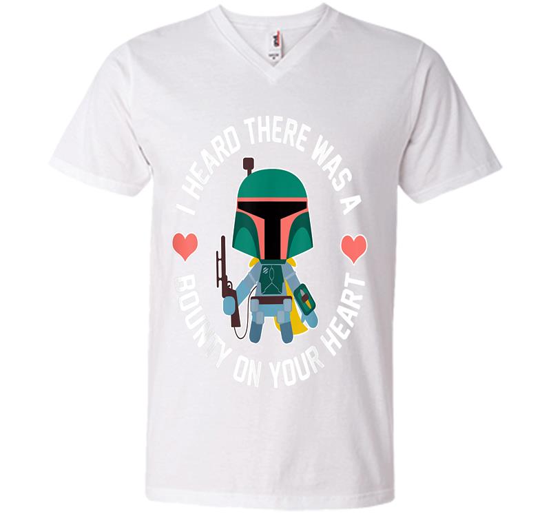 Inktee Store - Star Wars Boba Fett Bounty Heart Valentine'S Graphic V-Neck T-Shirt Image
