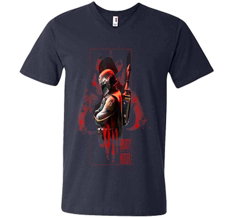 Inktee Store - Star Wars Boba Fett Hunter Box Mandalorian Graphic V-Neck T-Shirt Image