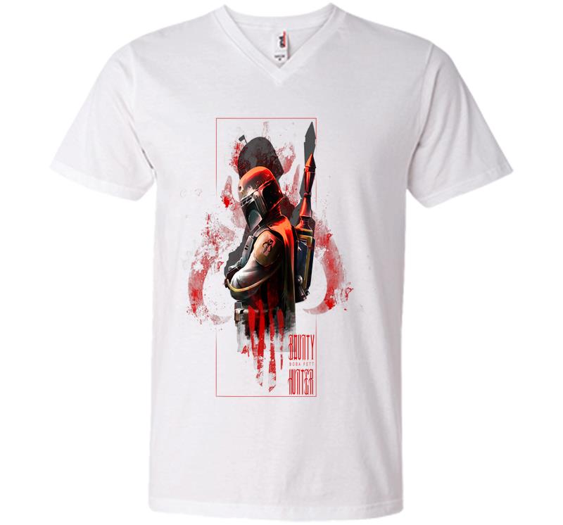 Inktee Store - Star Wars Boba Fett Hunter Box Mandalorian Graphic V-Neck T-Shirt Image