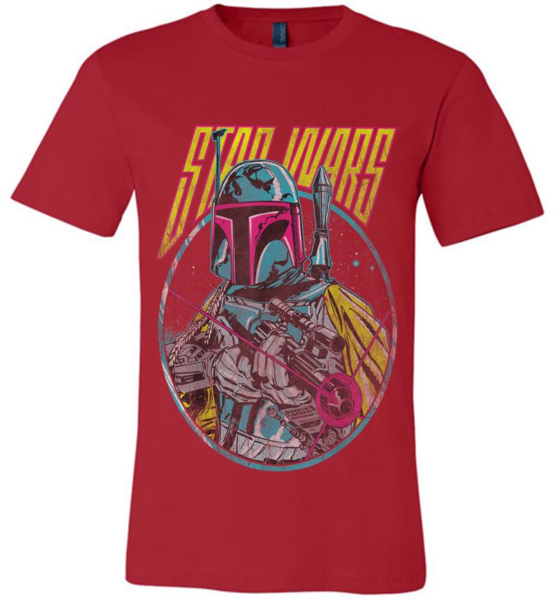 Inktee Store - Star Wars Boba Fett Neon Blaster Vintage Graphic Premium T-Shirt Image