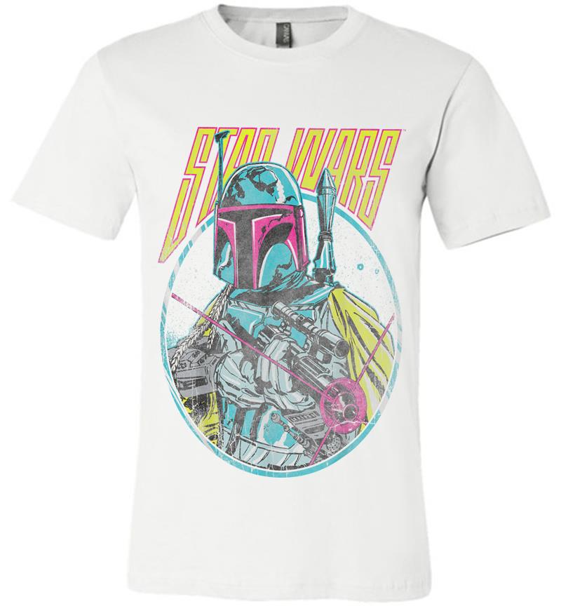 Inktee Store - Star Wars Boba Fett Neon Blaster Vintage Graphic Premium T-Shirt Image