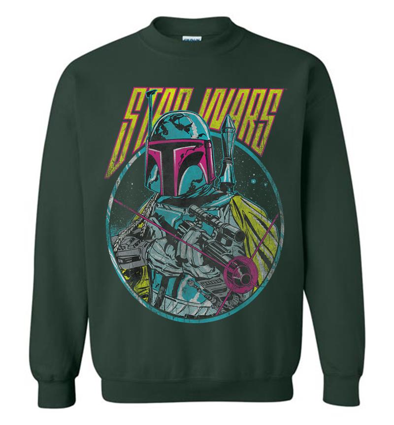 Inktee Store - Star Wars Boba Fett Neon Blaster Vintage Graphic Sweatshirt Image