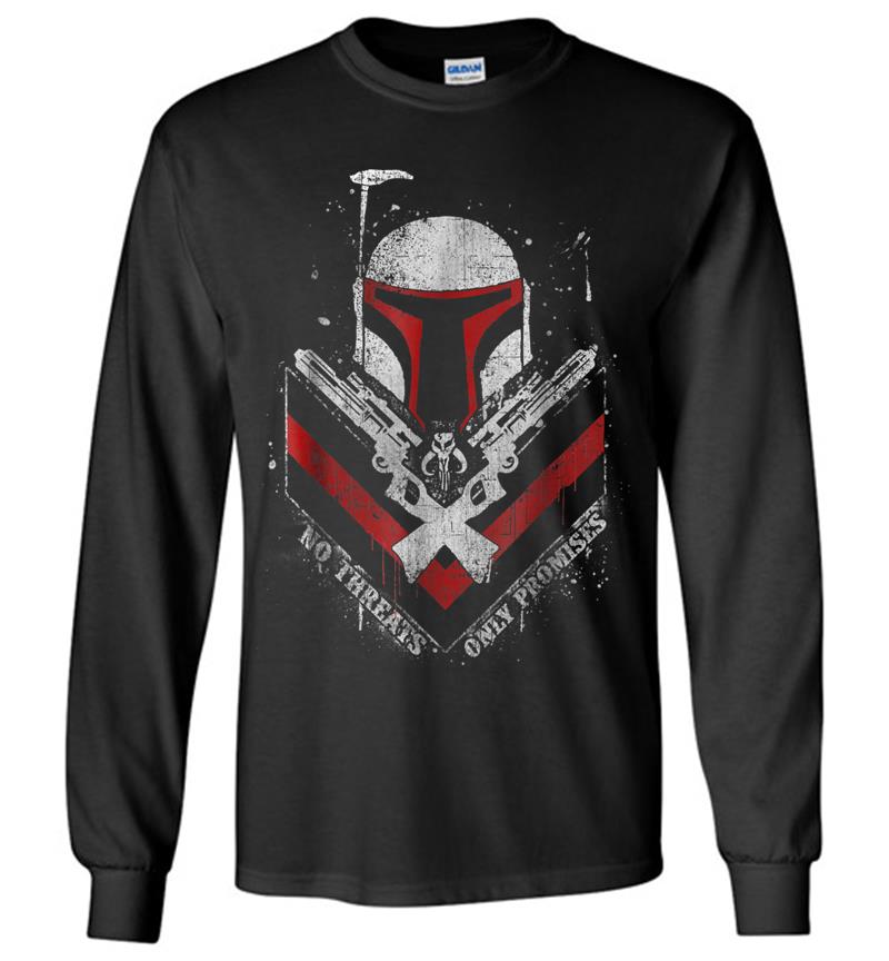 Star Wars Boba Fett No Threats Only Promises Graphic Long Sleeve T-Shirt