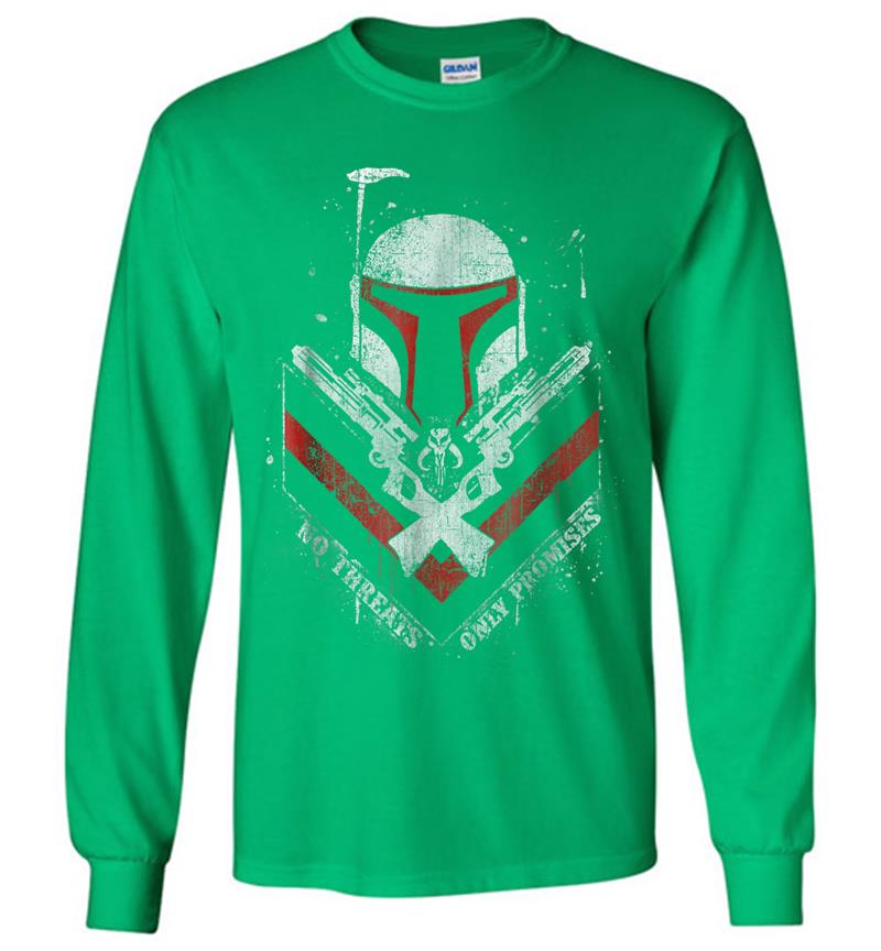Inktee Store - Star Wars Boba Fett No Threats Only Promises Graphic Long Sleeve T-Shirt Image