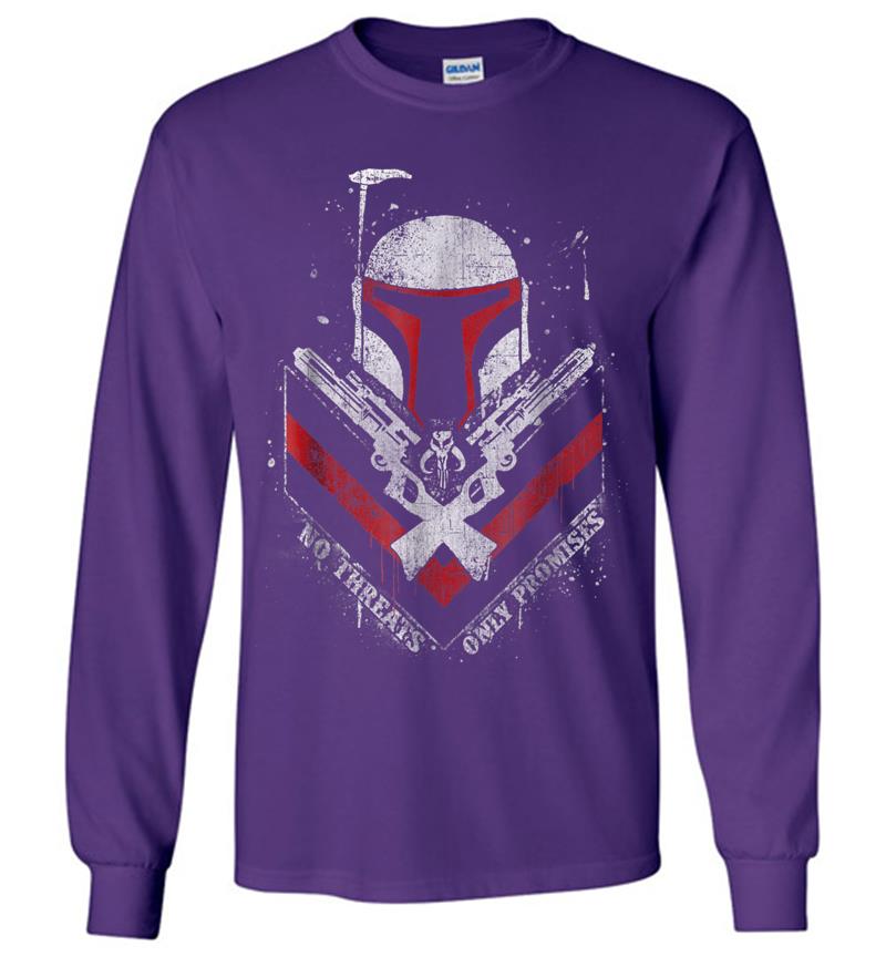 Inktee Store - Star Wars Boba Fett No Threats Only Promises Graphic Long Sleeve T-Shirt Image