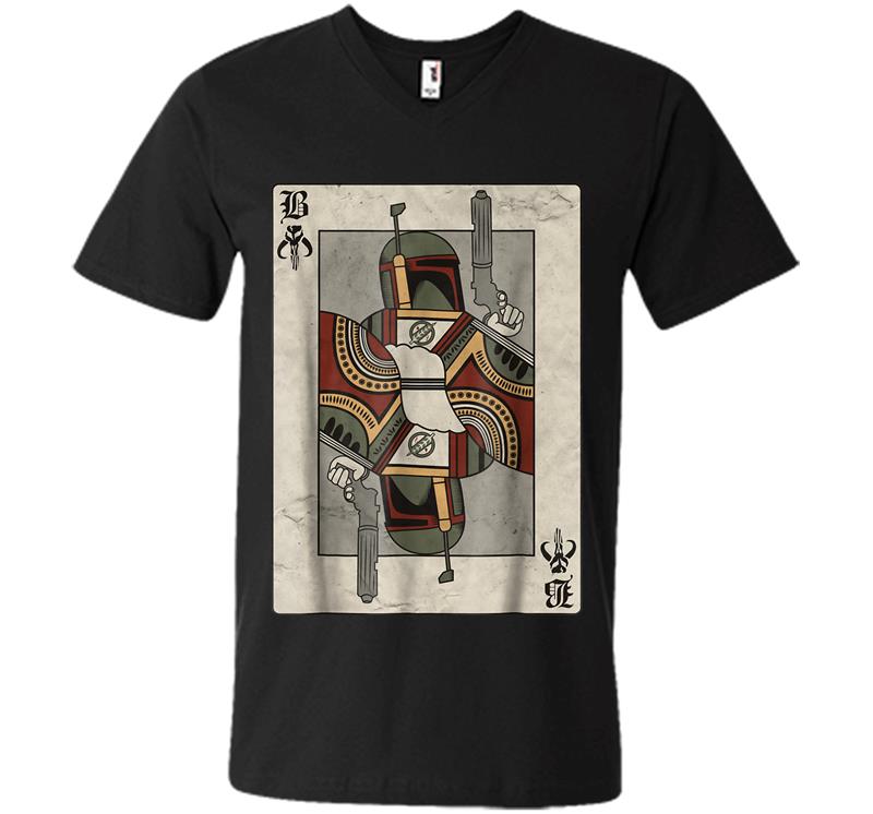 Star Wars Boba Fett Playing Card Graphic V-Neck T-Shirt