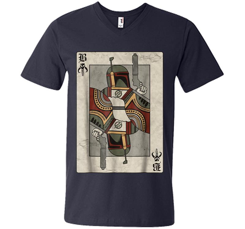 Inktee Store - Star Wars Boba Fett Playing Card Graphic V-Neck T-Shirt Image