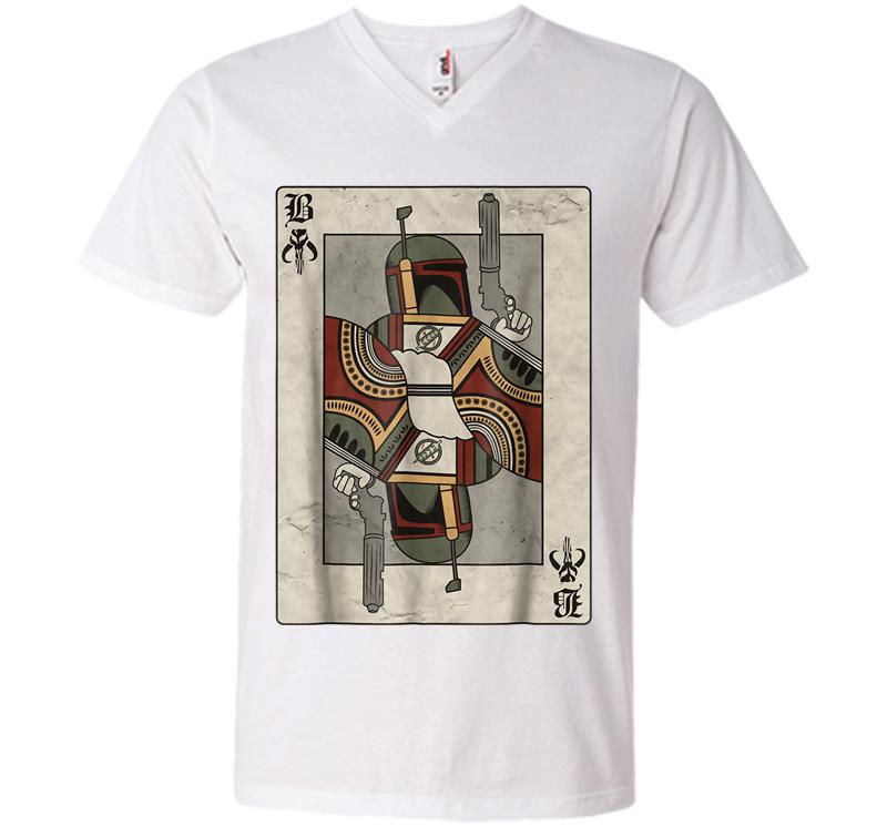 Inktee Store - Star Wars Boba Fett Playing Card Graphic V-Neck T-Shirt Image