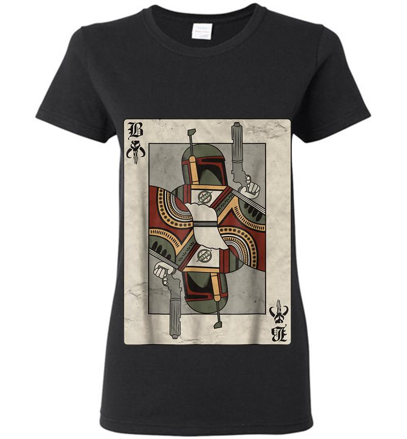 Star Wars Boba Fett Playing Card Graphic Womens T-Shirt