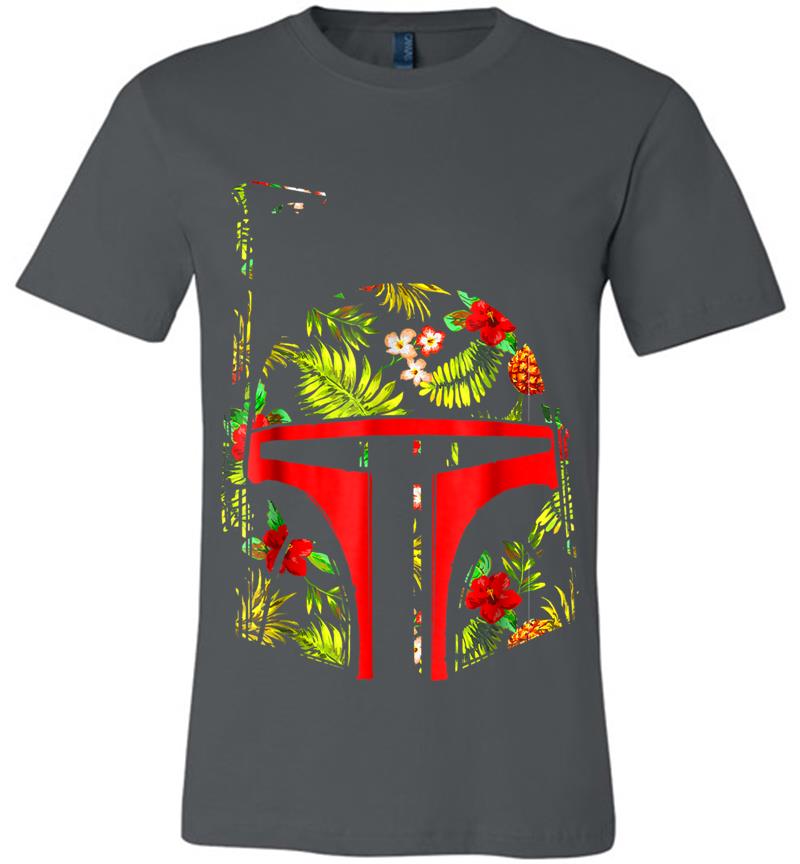 Star Wars Boba Fett Tropical Print Helmet Graphic Premium T-Shirt