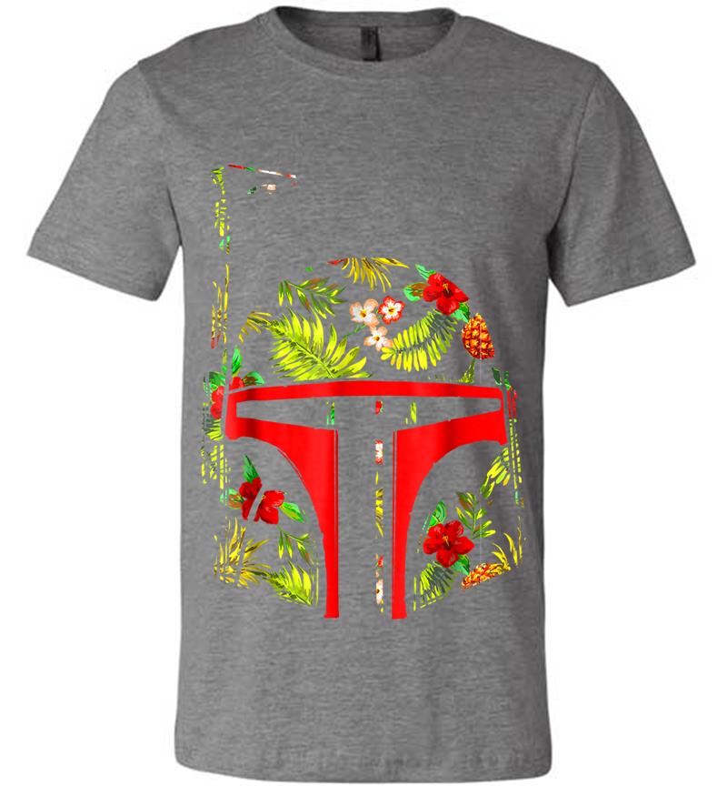 Inktee Store - Star Wars Boba Fett Tropical Print Helmet Graphic Premium T-Shirt Image