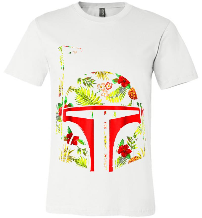 Inktee Store - Star Wars Boba Fett Tropical Print Helmet Graphic Premium T-Shirt Image