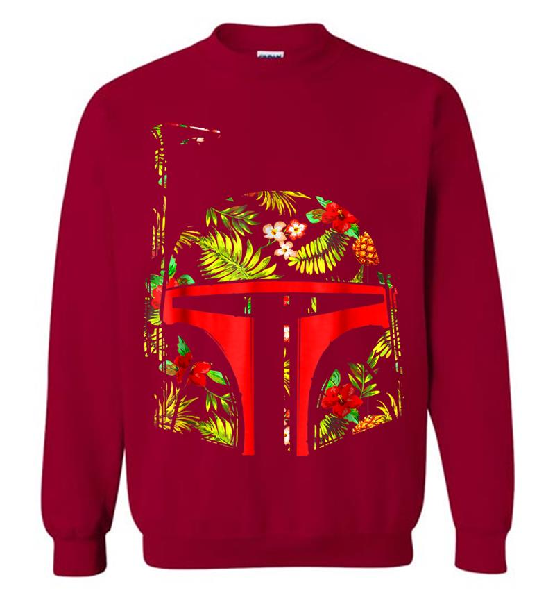 Inktee Store - Star Wars Boba Fett Tropical Print Helmet Graphic Sweatshirt Image