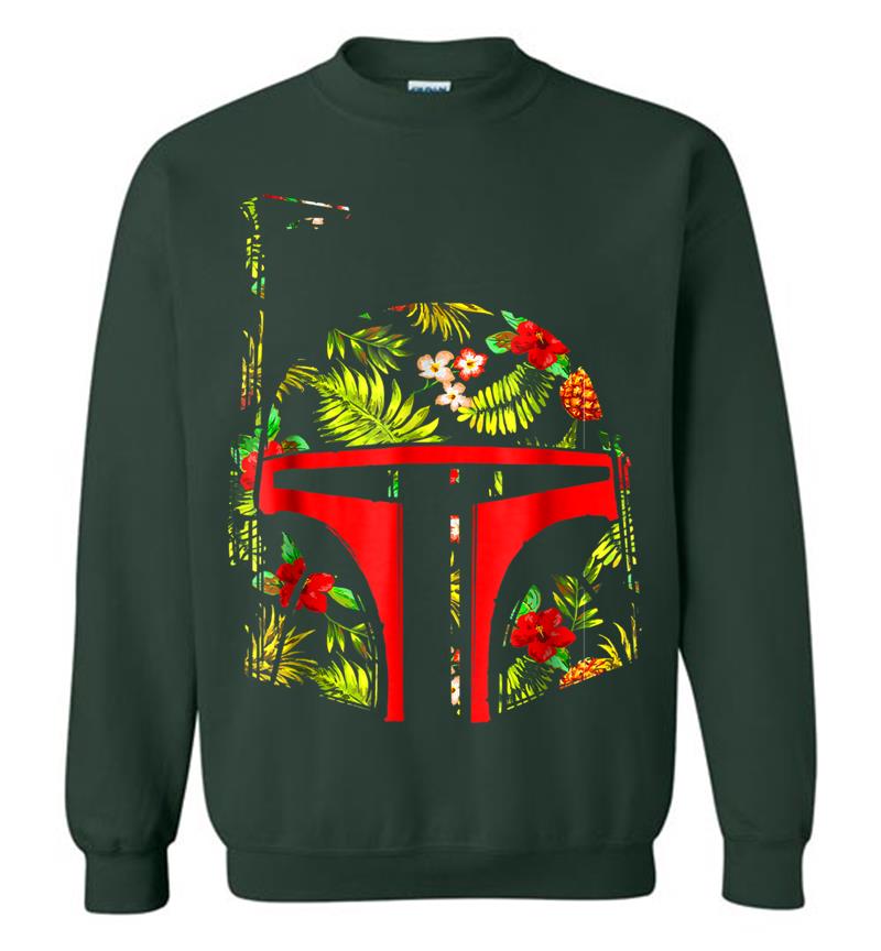 Inktee Store - Star Wars Boba Fett Tropical Print Helmet Graphic Sweatshirt Image