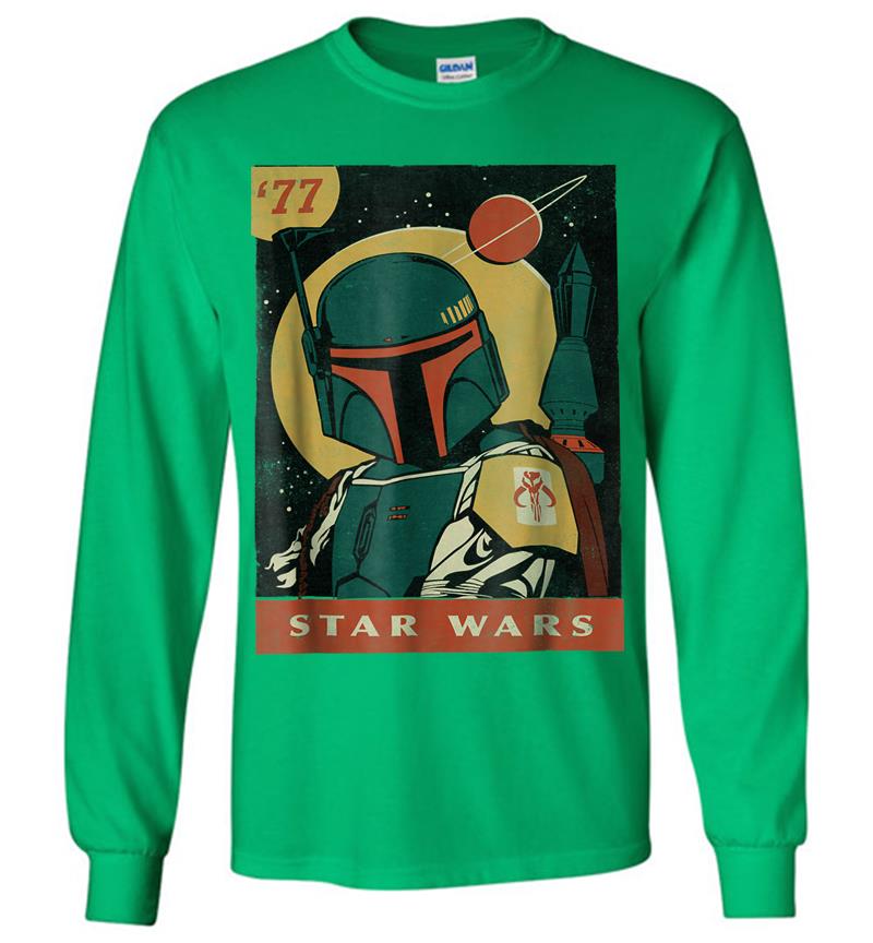 Inktee Store - Star Wars Boba Fett Vintage Trading Card '77 Graphic Long Sleeve T-Shirt Image