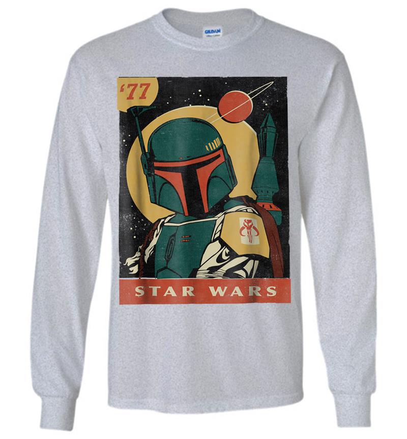 Inktee Store - Star Wars Boba Fett Vintage Trading Card '77 Graphic Long Sleeve T-Shirt Image
