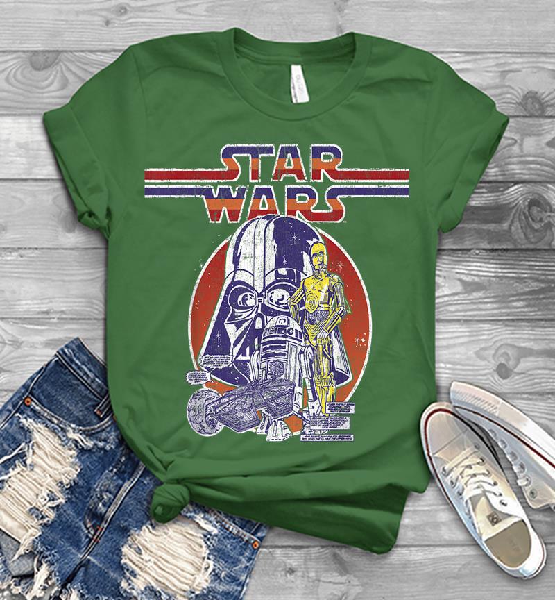 Inktee Store - Star Wars C-3Po R2-D2 Vader Retro 70'S Vintage Mens T-Shirt Image