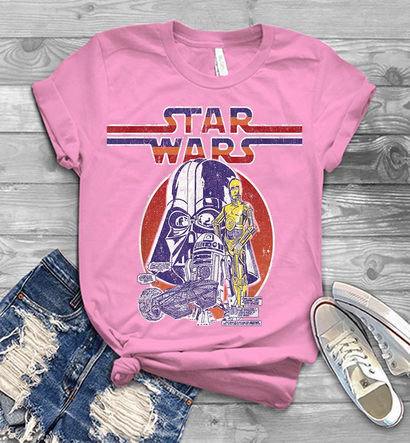 Inktee Store - Star Wars C-3Po R2-D2 Vader Retro 70'S Vintage Mens T-Shirt Image