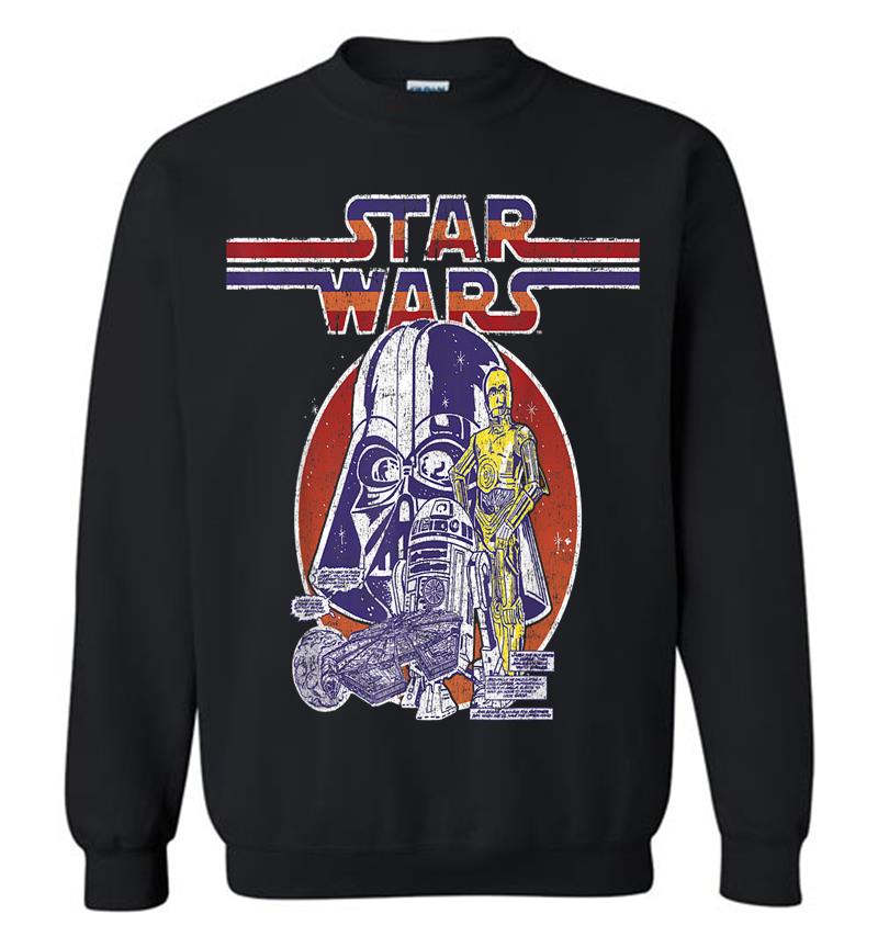 Star Wars C-3Po R2-D2 Vader Retro 70'S Vintage Sweatshirt