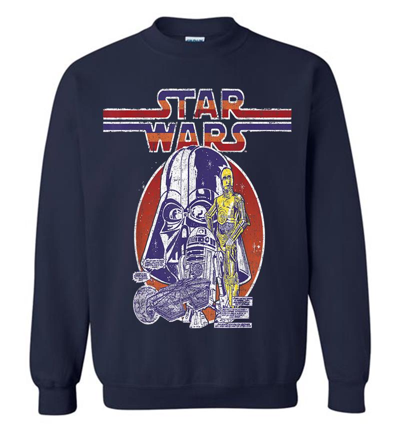 Inktee Store - Star Wars C-3Po R2-D2 Vader Retro 70'S Vintage Sweatshirt Image