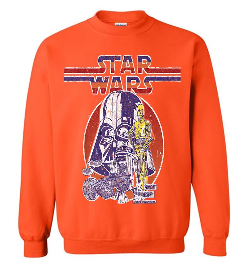Inktee Store - Star Wars C-3Po R2-D2 Vader Retro 70'S Vintage Sweatshirt Image
