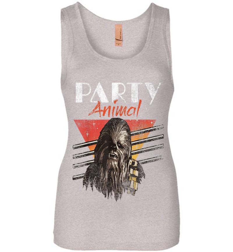 Inktee Store - Star Wars Chewbacca Party Animal Vintage Graphic Womens Jersey Tank Top Image
