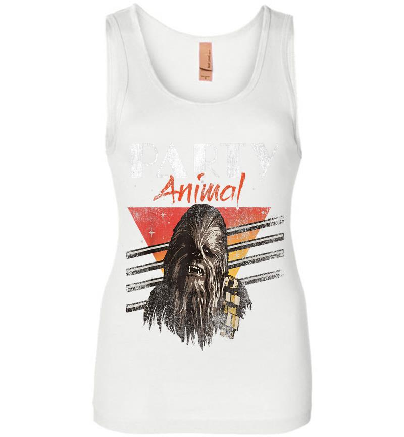 Inktee Store - Star Wars Chewbacca Party Animal Vintage Graphic Womens Jersey Tank Top Image