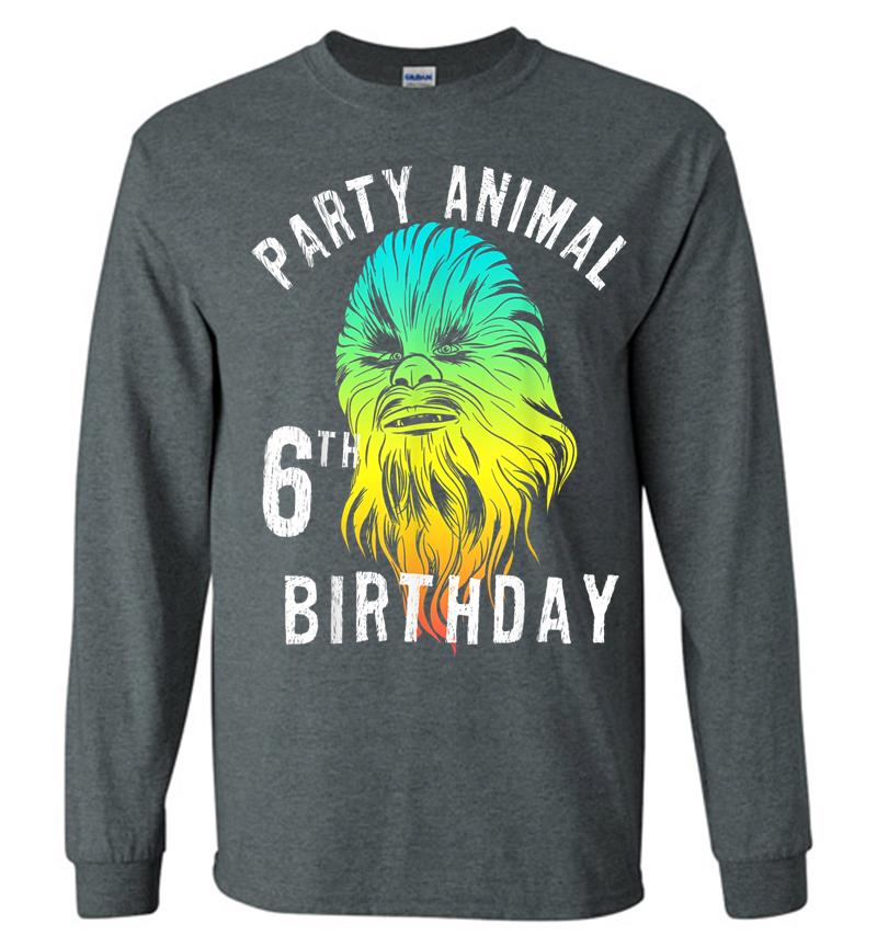 Inktee Store - Star Wars Chewie Party Animal 6Th Birthday Color Portrait Long Sleeve T-Shirt Image