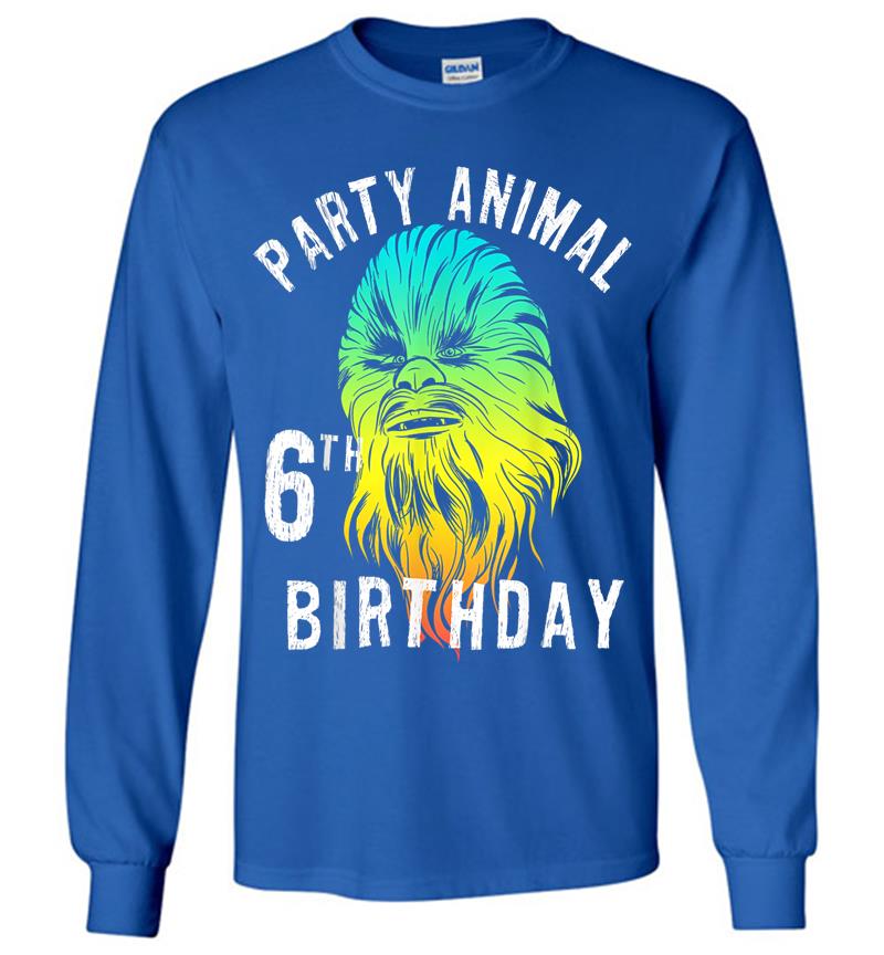 Inktee Store - Star Wars Chewie Party Animal 6Th Birthday Color Portrait Long Sleeve T-Shirt Image