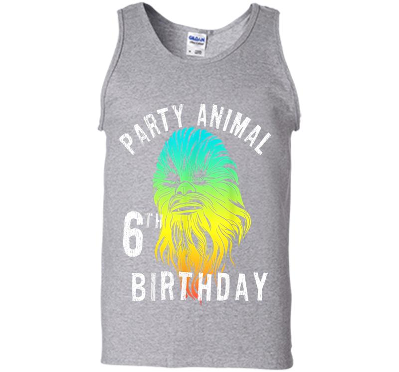 Inktee Store - Star Wars Chewie Party Animal 6Th Birthday Color Portrait Mens Tank Top Image