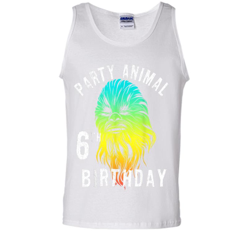 Inktee Store - Star Wars Chewie Party Animal 6Th Birthday Color Portrait Mens Tank Top Image