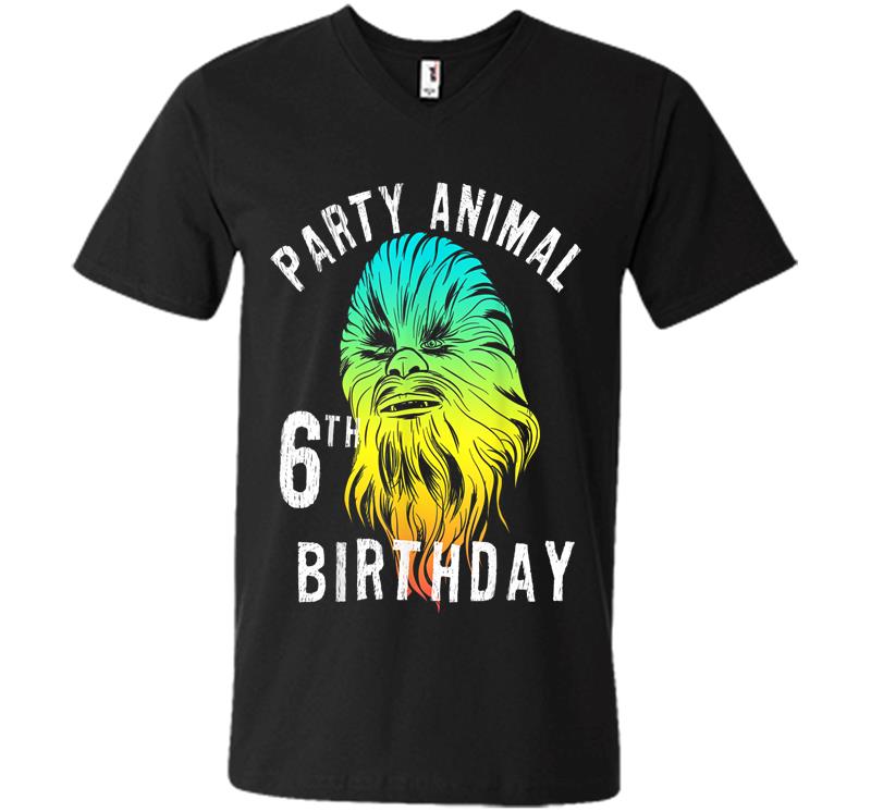 Star Wars Chewie Party Animal 6Th Birthday Color Portrait V-Neck T-Shirt