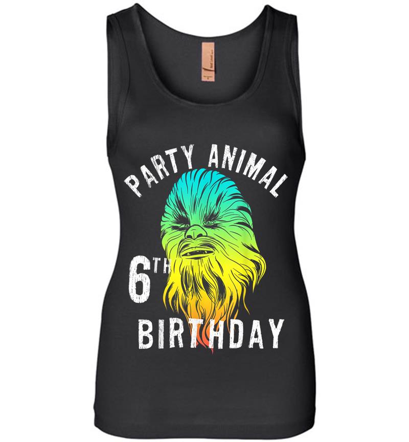 Star Wars Chewie Party Animal 6Th Birthday Color Portrait Womens Jersey Tank Top