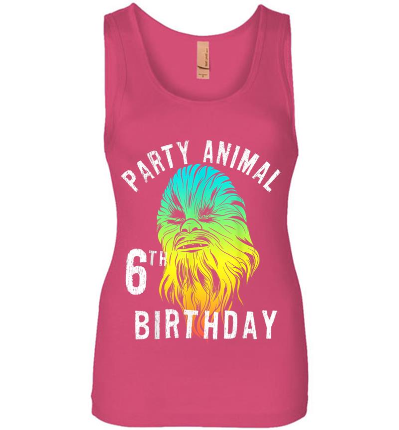 Inktee Store - Star Wars Chewie Party Animal 6Th Birthday Color Portrait Womens Jersey Tank Top Image