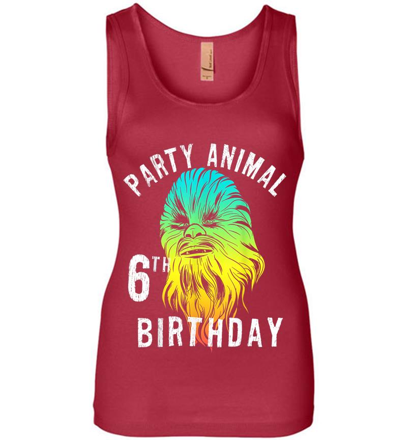 Inktee Store - Star Wars Chewie Party Animal 6Th Birthday Color Portrait Womens Jersey Tank Top Image