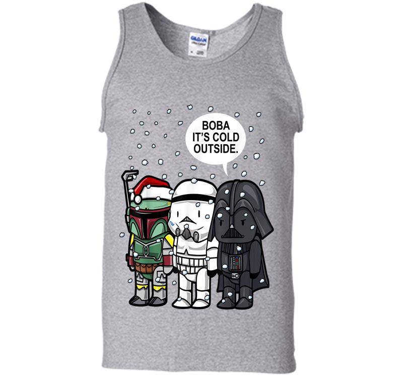 Inktee Store - Star Wars Christmas Boba It'S Cold Outside Graphic Mens Tank Top Image